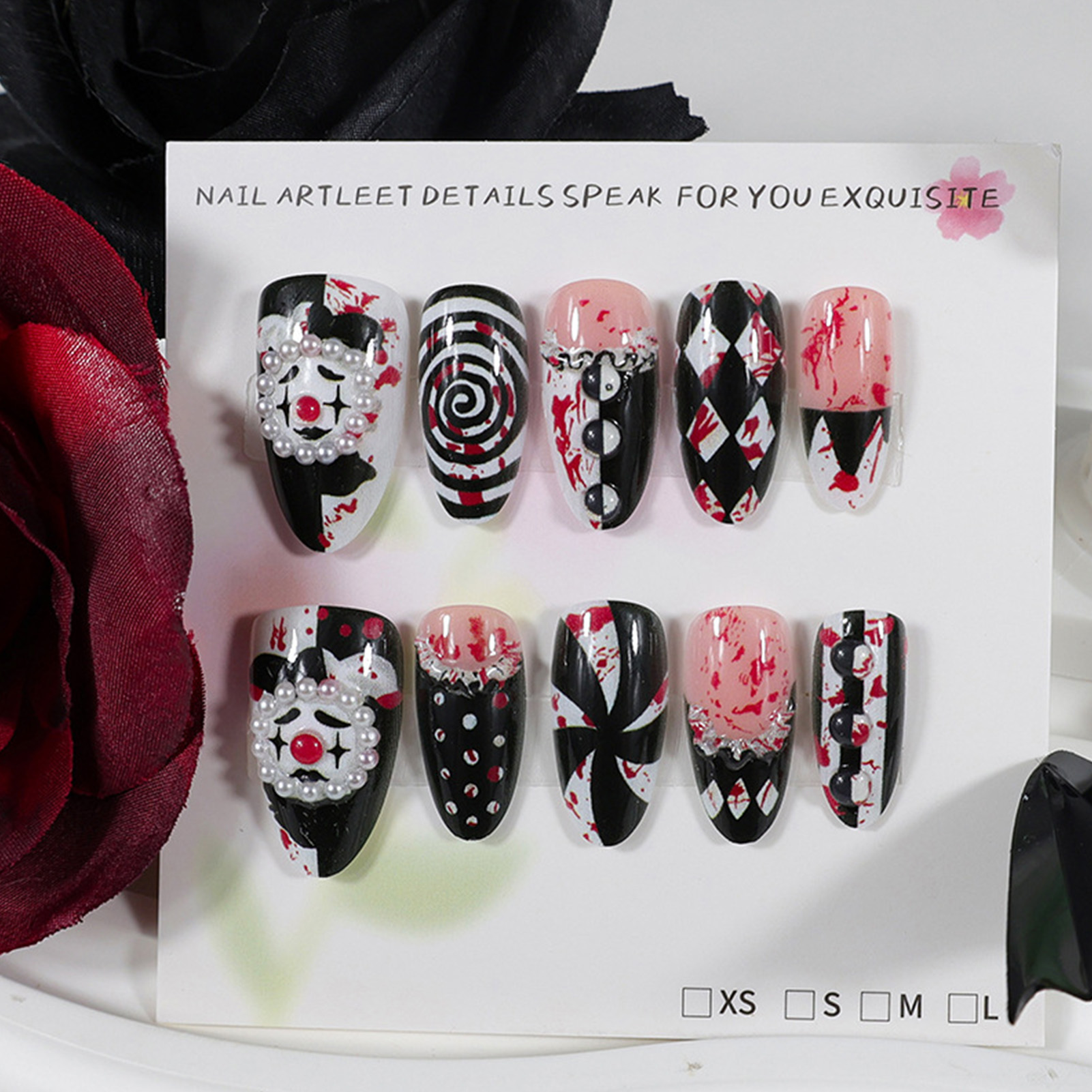 30pcs Funny Dark Clown Press O - Nail Art Press On 评论和价格