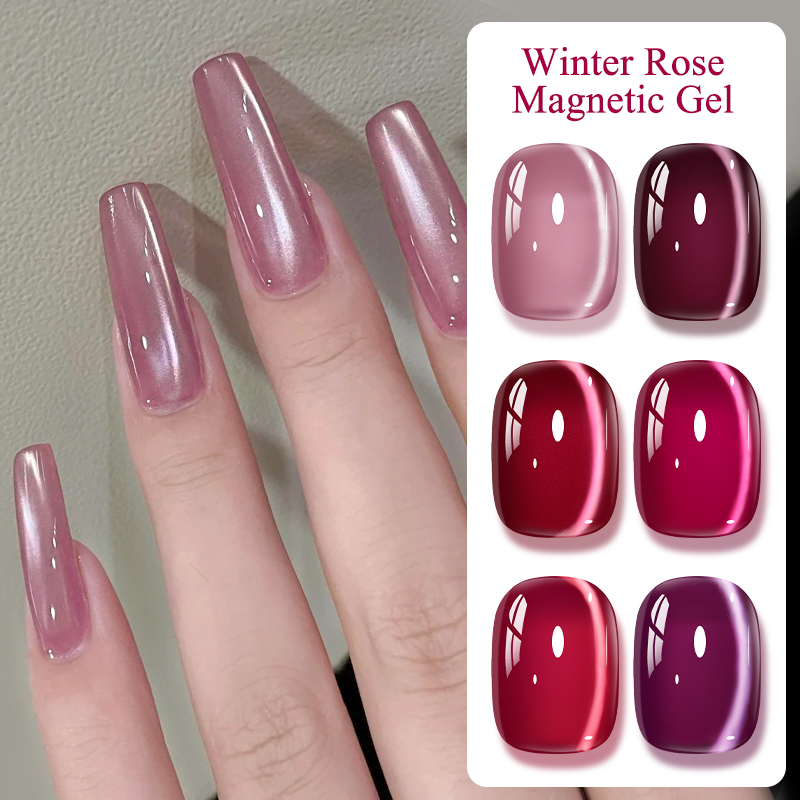 Pink Winter Rose Cat Magnetic  - Nail Art Valentines Day 评论和价格