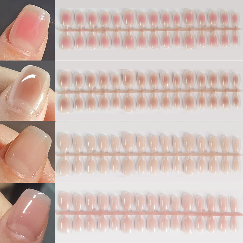 30pcs Gradient Fake Nails Fren - Nail Art Pink 评论和价格