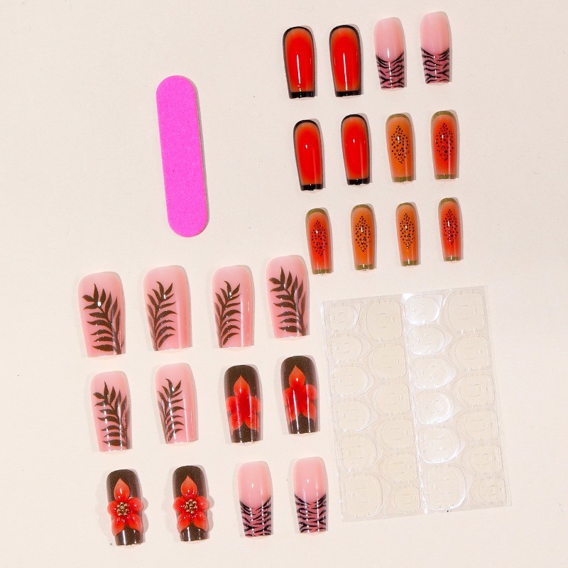 24PCS Tropical Medium Square F - Nail Art Orange 评论和价格