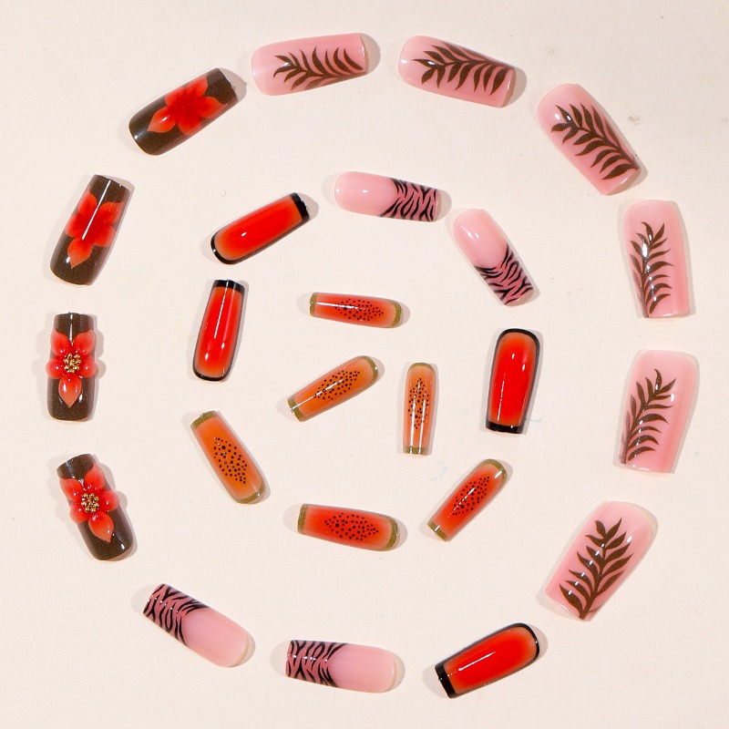 24PCS Tropical Medium Square F - Nail Art Orange 评论和价格