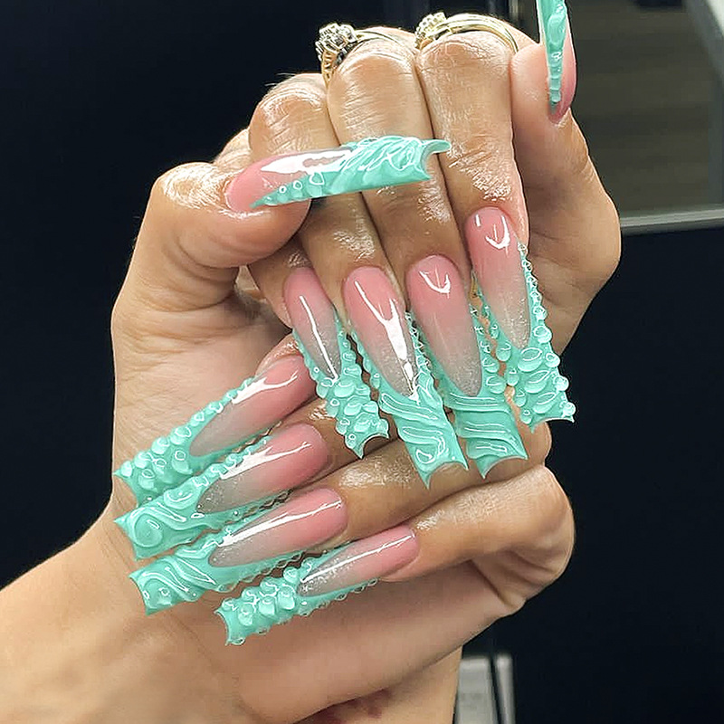 24pcs 3D Water Drop Fake Nail  - Nail Art Pink 评论和价格