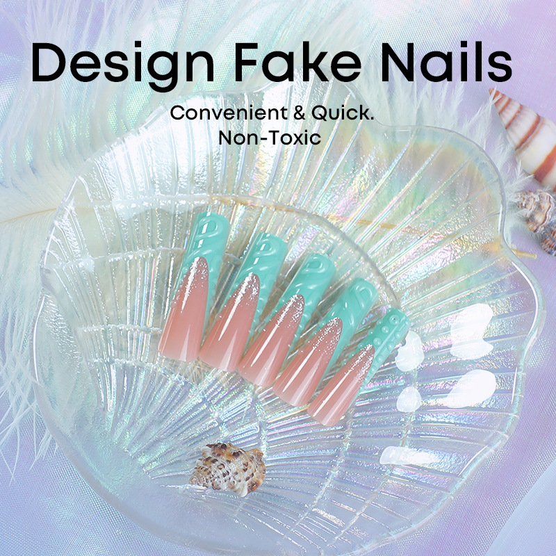 24pcs 3D Water Drop Fake Nail  - Nail Art Pink 评论和价格