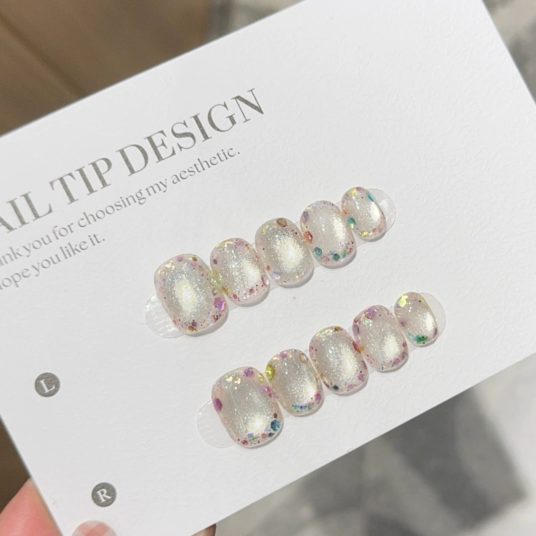 10pcs Short Summer Colorful Ge - Nail Art Press On 评论和价格