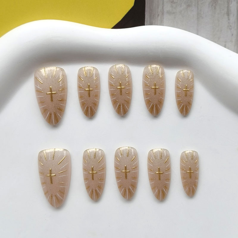 10Pcs French Style Wine Red Gi - Nail Art Press On 评论和价格