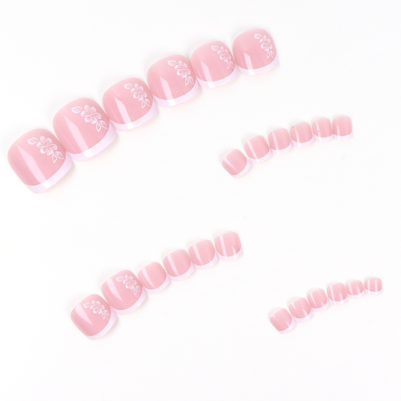 24PCS Short Square Pink With A - Nail Art Press On 评论和价格