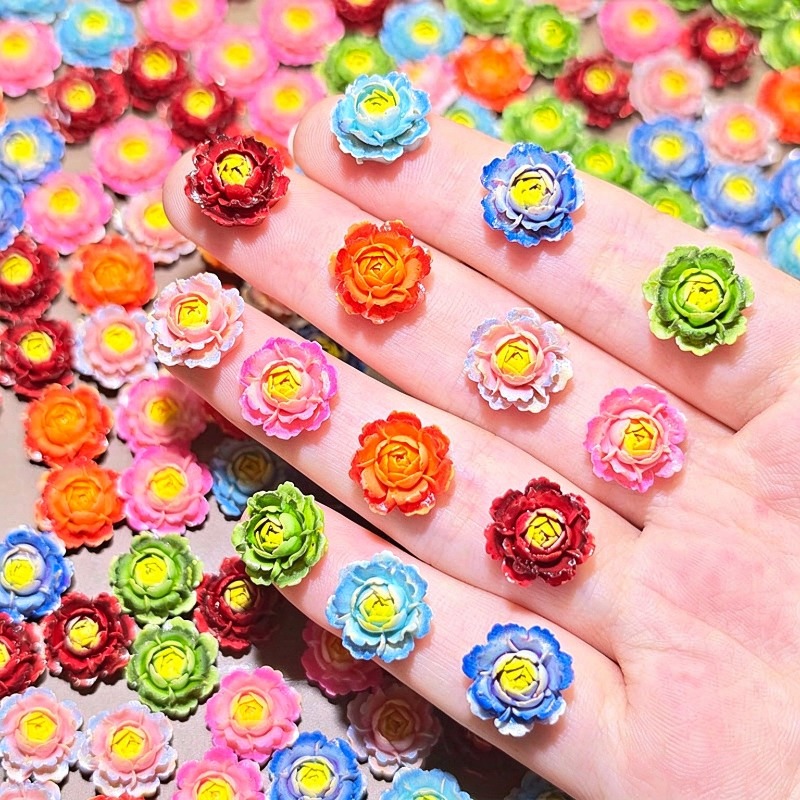 50pcs Mixed Color 3D Resin Ros - Nail Art Ombre 评论和价格