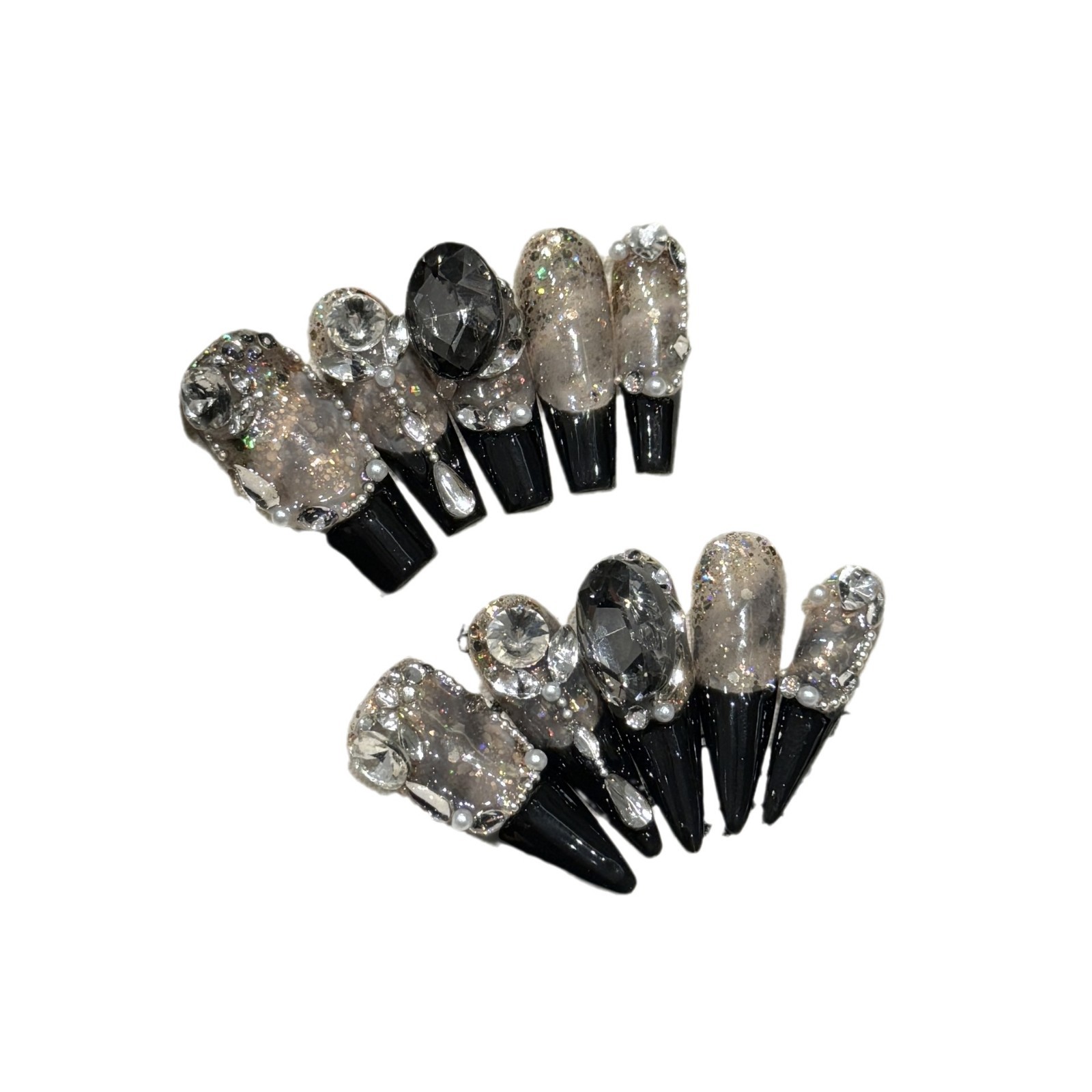 10pcs Black French Style Press - Nail Art Press On 评论和价格